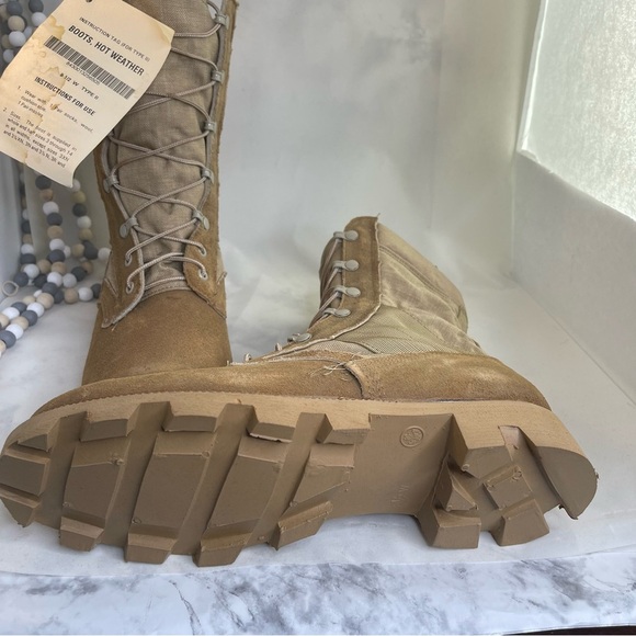 Steel Toe Military Combat Boots Tan Men Size 9.5 - Picture 10 of 11